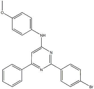 N-[2-(4-bromophenyl)-6-phenyl-4-pyrimidinyl]-N-(4-methoxyphenyl)amine Struktur