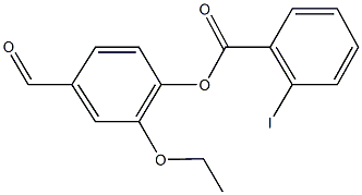 2-ethoxy-4-formylphenyl 2-iodobenzoate Struktur