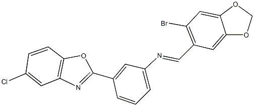 N-[(6-bromo-1,3-benzodioxol-5-yl)methylene]-N-[3-(5-chloro-1,3-benzoxazol-2-yl)phenyl]amine Struktur