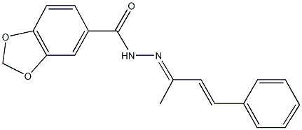 N'-(1-methyl-3-phenyl-2-propenylidene)-1,3-benzodioxole-5-carbohydrazide Struktur