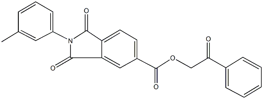 2-oxo-2-phenylethyl 2-(3-methylphenyl)-1,3-dioxoisoindoline-5-carboxylate Struktur