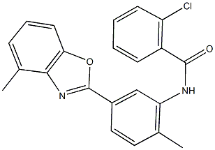 2-chloro-N-[2-methyl-5-(4-methyl-1,3-benzoxazol-2-yl)phenyl]benzamide Struktur