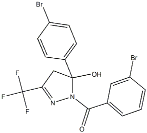 5-(4-bromophenyl)-1-[(3-bromophenyl)carbonyl]-3-(trifluoromethyl)-4,5-dihydro-1H-pyrazol-5-ol Struktur