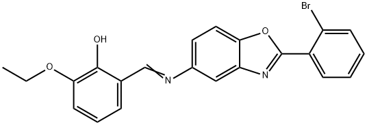 2-({[2-(2-bromophenyl)-1,3-benzoxazol-5-yl]imino}methyl)-6-ethoxyphenol Struktur