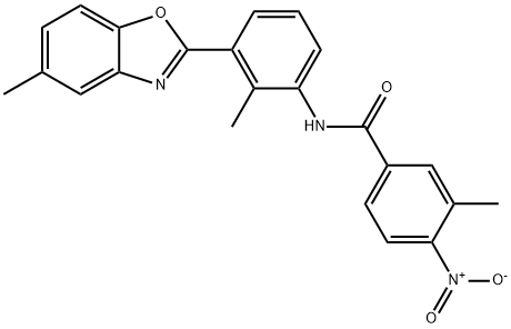 4-nitro-3-methyl-N-[2-methyl-3-(5-methyl-1,3-benzoxazol-2-yl)phenyl]benzamide Struktur