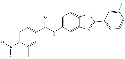 N-[2-(3-fluorophenyl)-1,3-benzoxazol-5-yl]-4-nitro-3-methylbenzamide Struktur