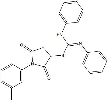 1-(3-methylphenyl)-2,5-dioxo-3-pyrrolidinyl N,N'-diphenylimidothiocarbamate Struktur