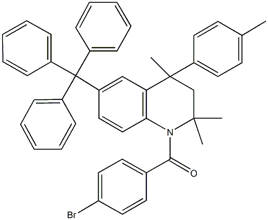 1-[(4-bromophenyl)carbonyl]-2,2,4-trimethyl-4-(4-methylphenyl)-6-(triphenylmethyl)-1,2,3,4-tetrahydroquinoline Struktur