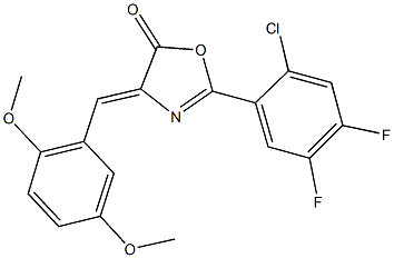 2-(2-chloro-4,5-difluorophenyl)-4-(2,5-dimethoxybenzylidene)-1,3-oxazol-5(4H)-one Struktur