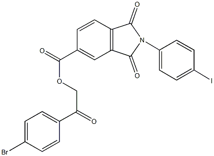 2-(4-bromophenyl)-2-oxoethyl 2-(4-iodophenyl)-1,3-dioxoisoindoline-5-carboxylate Struktur