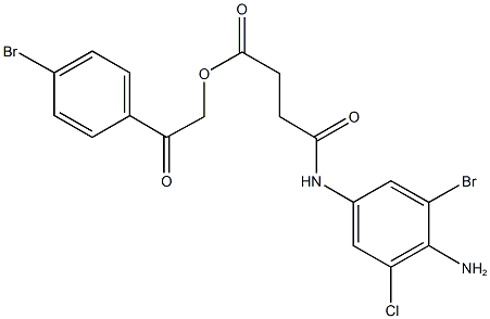 2-(4-bromophenyl)-2-oxoethyl 4-(4-amino-3-bromo-5-chloroanilino)-4-oxobutanoate Struktur