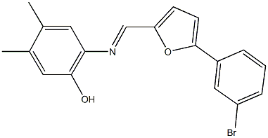 2-({[5-(3-bromophenyl)-2-furyl]methylene}amino)-4,5-dimethylphenol Struktur