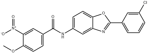 N-[2-(3-chlorophenyl)-1,3-benzoxazol-5-yl]-3-nitro-4-methoxybenzamide Struktur