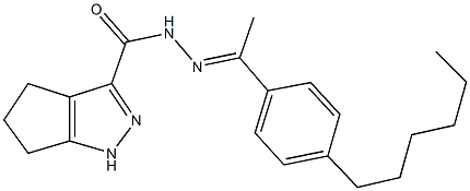 N'-[1-(4-hexylphenyl)ethylidene]-1,4,5,6-tetrahydrocyclopenta[c]pyrazole-3-carbohydrazide Struktur