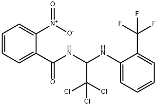 2-nitro-N-{2,2,2-trichloro-1-[2-(trifluoromethyl)anilino]ethyl}benzamide Struktur