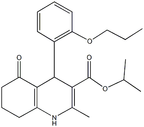 isopropyl 2-methyl-5-oxo-4-(2-propoxyphenyl)-1,4,5,6,7,8-hexahydro-3-quinolinecarboxylate Struktur