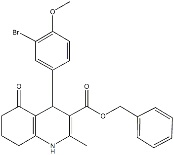 phenylmethyl 4-[3-bromo-4-(methyloxy)phenyl]-2-methyl-5-oxo-1,4,5,6,7,8-hexahydroquinoline-3-carboxylate Struktur