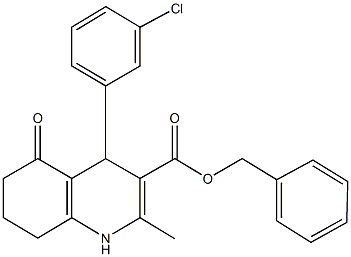 phenylmethyl 4-(3-chlorophenyl)-2-methyl-5-oxo-1,4,5,6,7,8-hexahydroquinoline-3-carboxylate Struktur