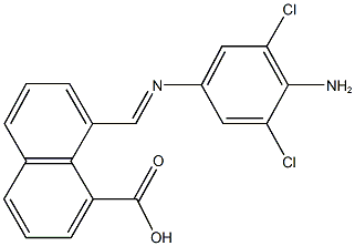 8-{[(4-amino-3,5-dichlorophenyl)imino]methyl}-1-naphthoic acid Struktur