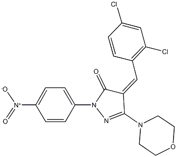 4-(2,4-dichlorobenzylidene)-2-{4-nitrophenyl}-5-(4-morpholinyl)-2,4-dihydro-3H-pyrazol-3-one Struktur