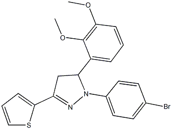 5-[2,3-bis(methyloxy)phenyl]-1-(4-bromophenyl)-3-thien-2-yl-4,5-dihydro-1H-pyrazole Struktur