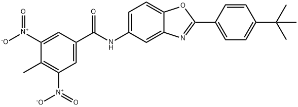 N-[2-(4-tert-butylphenyl)-1,3-benzoxazol-5-yl]-3,5-bisnitro-4-methylbenzamide Struktur