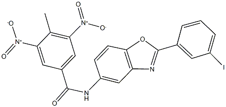 3,5-bisnitro-N-[2-(3-iodophenyl)-1,3-benzoxazol-5-yl]-4-methylbenzamide Struktur