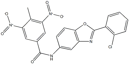 N-[2-(2-chlorophenyl)-1,3-benzoxazol-5-yl]-3,5-bisnitro-4-methylbenzamide Struktur