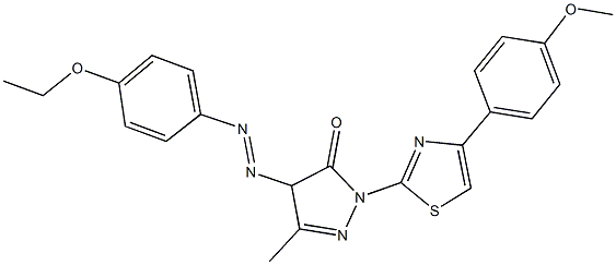 4-[(4-ethoxyphenyl)diazenyl]-2-[4-(4-methoxyphenyl)-1,3-thiazol-2-yl]-5-methyl-2,4-dihydro-3H-pyrazol-3-one Struktur