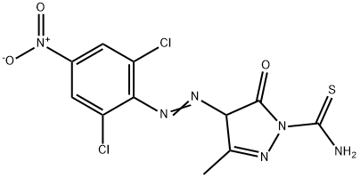 4-({2,6-dichloro-4-nitrophenyl}diazenyl)-3-methyl-5-oxo-4,5-dihydro-1H-pyrazole-1-carbothioamide Struktur