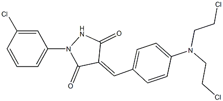 4-{4-[bis(2-chloroethyl)amino]benzylidene}-1-(3-chlorophenyl)-3,5-pyrazolidinedione Struktur