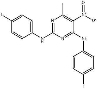 5-nitro-2,4-bis(4-iodoanilino)-6-methylpyrimidine Struktur