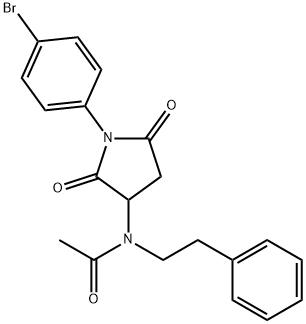 N-[1-(4-bromophenyl)-2,5-dioxo-3-pyrrolidinyl]-N-(2-phenylethyl)acetamide Struktur