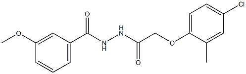 2-(4-chloro-2-methylphenoxy)-N'-(3-methoxybenzoyl)acetohydrazide Struktur