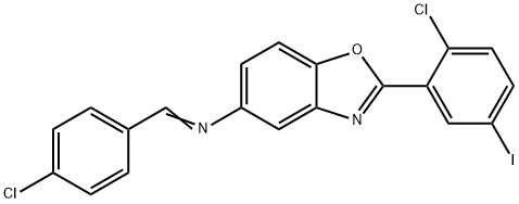 N-(4-chlorobenzylidene)-N-[2-(2-chloro-5-iodophenyl)-1,3-benzoxazol-5-yl]amine Struktur