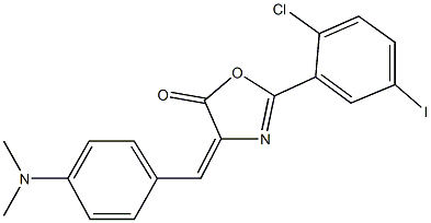 2-(2-chloro-5-iodophenyl)-4-[4-(dimethylamino)benzylidene]-1,3-oxazol-5(4H)-one Struktur