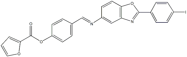 4-({[2-(4-iodophenyl)-1,3-benzoxazol-5-yl]imino}methyl)phenyl 2-furoate Struktur