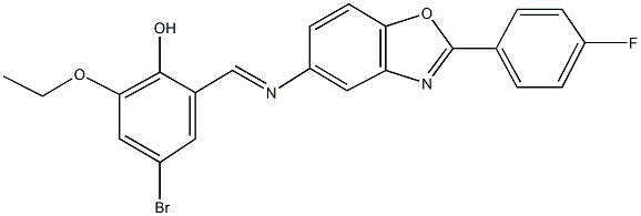 4-bromo-2-ethoxy-6-({[2-(4-fluorophenyl)-1,3-benzoxazol-5-yl]imino}methyl)phenol Struktur