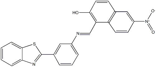 1-({[3-(1,3-benzothiazol-2-yl)phenyl]imino}methyl)-6-nitro-2-naphthol Struktur