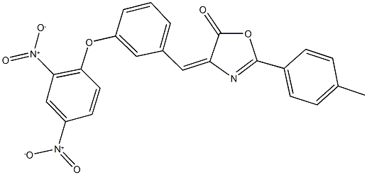 4-(3-{2,4-dinitrophenoxy}benzylidene)-2-(4-methylphenyl)-1,3-oxazol-5(4H)-one Struktur