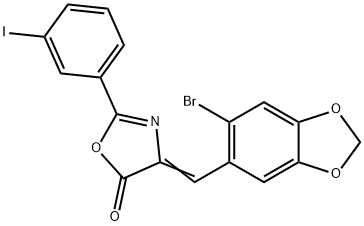 4-[(6-bromo-1,3-benzodioxol-5-yl)methylene]-2-(3-iodophenyl)-1,3-oxazol-5(4H)-one Struktur