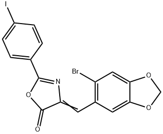 4-[(6-bromo-1,3-benzodioxol-5-yl)methylene]-2-(4-iodophenyl)-1,3-oxazol-5(4H)-one Struktur