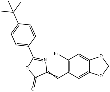 4-[(6-bromo-1,3-benzodioxol-5-yl)methylene]-2-(4-tert-butylphenyl)-1,3-oxazol-5(4H)-one Struktur