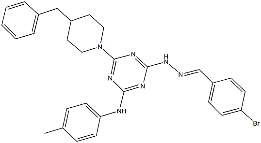 4-bromobenzaldehyde [4-(4-benzylpiperidin-1-yl)-6-(4-toluidino)-1,3,5-triazin-2-yl]hydrazone Struktur