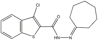 3-chloro-N'-cycloheptylidene-1-benzothiophene-2-carbohydrazide Struktur