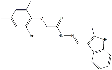 2-(2-bromo-4,6-dimethylphenoxy)-N'-[(2-methyl-1H-indol-3-yl)methylene]acetohydrazide Struktur