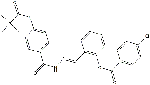 2-(2-{4-[(2,2-dimethylpropanoyl)amino]benzoyl}carbohydrazonoyl)phenyl 4-chlorobenzoate Struktur