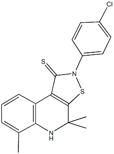 2-(4-chlorophenyl)-4,4,6-trimethyl-4,5-dihydroisothiazolo[5,4-c]quinoline-1(2H)-thione Struktur