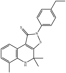 2-(4-ethylphenyl)-4,4,6-trimethyl-4,5-dihydroisothiazolo[5,4-c]quinoline-1(2H)-thione Struktur