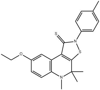 8-ethoxy-4,4,5-trimethyl-2-(4-methylphenyl)-4,5-dihydroisothiazolo[5,4-c]quinoline-1(2H)-thione Struktur